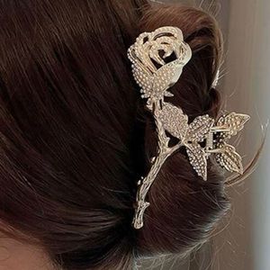 Rhinestone and pearls rose Hair claw